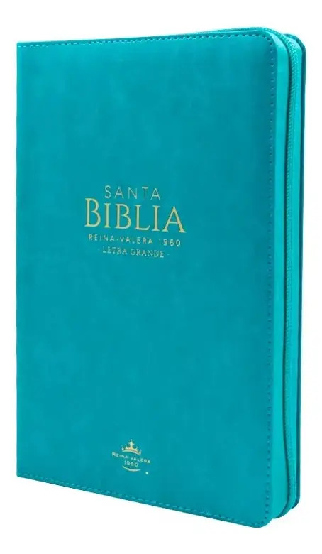 Biblia Rv1960 Clásica Turquesa con Cierre y Canto Dorado