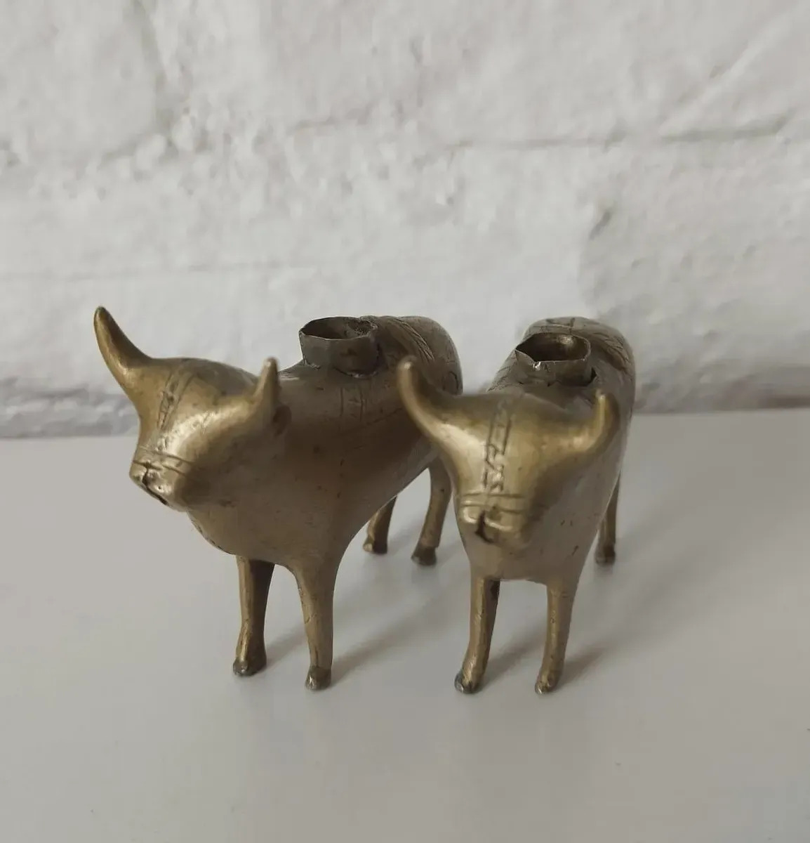 Tintero Bronce Vaca Antiguo Ganadero Decorativo Mesa Oficina