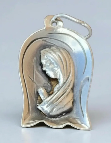 Medalla Virgen En Oración Plata Sellada 11 G Plateado