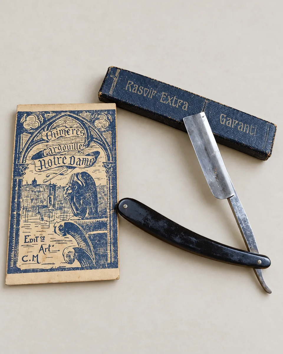 Pack 1920-1940: Navaja Francesa Thiers + Postales Notre Dame Negro