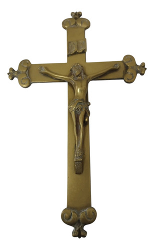 Cruz Catolica Bronce Macizo Pared Cristo Decorativa 30x20 Cm