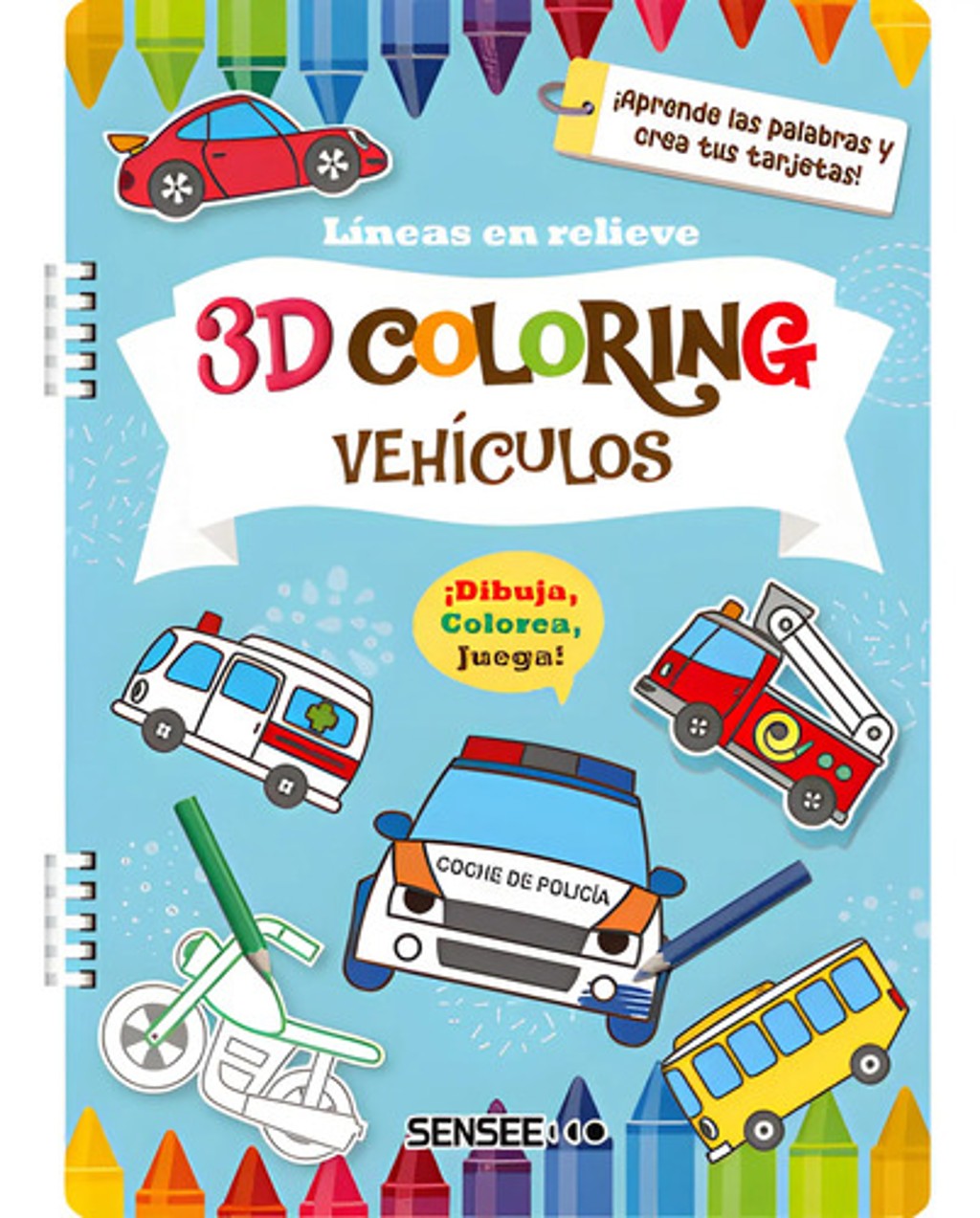 Libro: Vehículos. 3d Coloring. Lineas En Relieve  3 A 5 Años