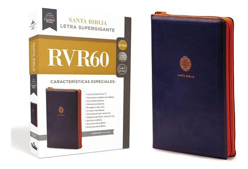 Santa Biblia Letra Super Gigante Comfort Print Azul