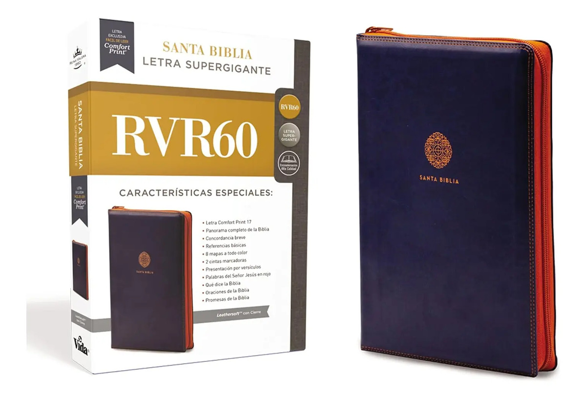 Santa Biblia Letra Super Gigante Comfort Print Azul