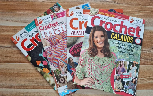 Pack 4 Revistas Crochet Calados, Zapatos, Mantas, Gorros