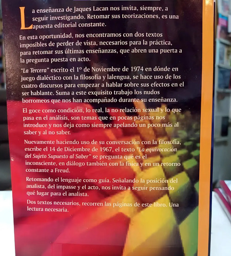 Libro La Tercera / La Equivocacion Del Sujeto Del Saber Lacan, De Jacques Lacan. Editorial Ricardo Vergara