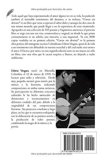 Libro : Cartas Sin Destino Edwin Vergara Tapa Blanda