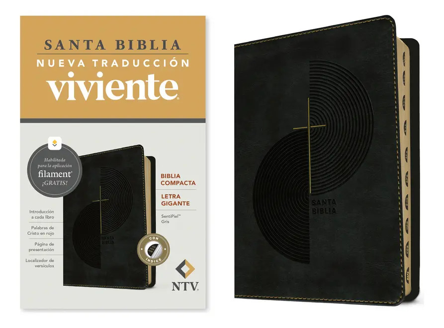 Biblia Compacta NTV Letra Gigante con Filament (sentipiel, Gris, Índice, Letra Roja)