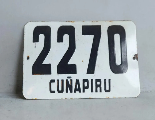 Chapa Número Domiciliario Vintage Cuñapiru 2270 Blanco