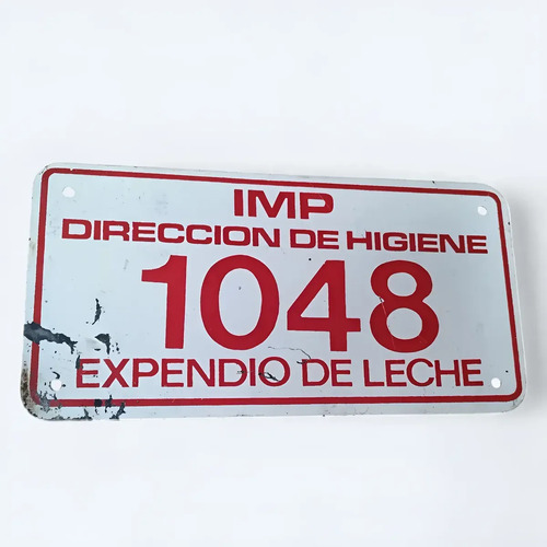 Placa Expendio De Leche Montevideo N°1048 Antigüedad Deco