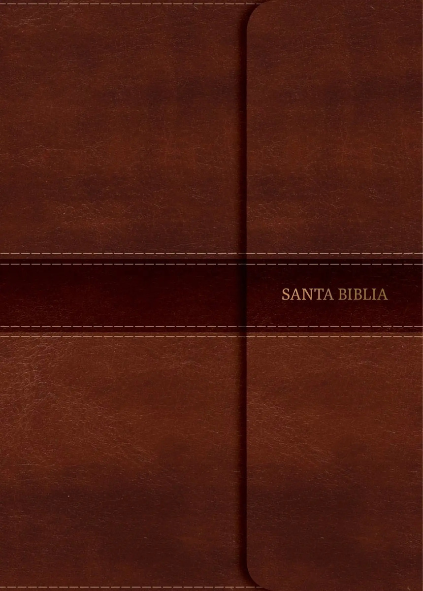 Biblia Rvr1960 Letra Gde Símil Piel Marrón Con Solapa Holman
